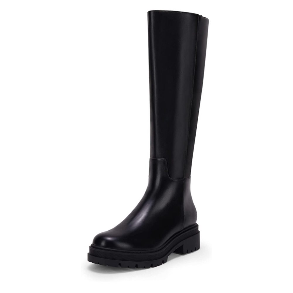 Knee High Platform Boots Chunky Block Heel Side Zipper